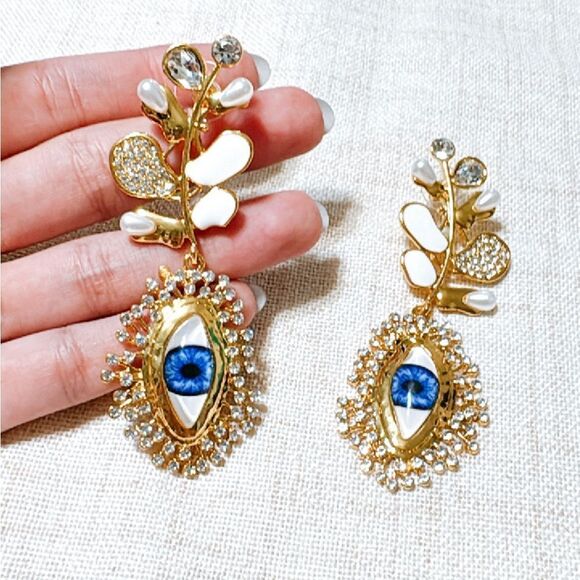Vintage evil eye earrings N485 - Picture 4 of 4